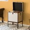 Vintiquewise Silver and Brown Trimmed Faux Leather Lockable Square Lined Storage Trunk, End Table on Metal Stand QI003796.SI - alternate 7